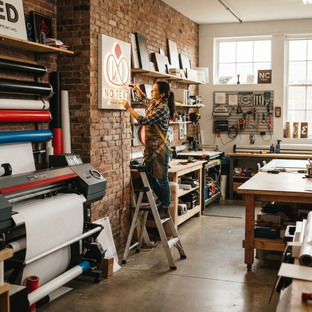 Atelier de fabrication d'enseignes et d'impression de Com' Une Image à Cherbourg-en-Cotentin